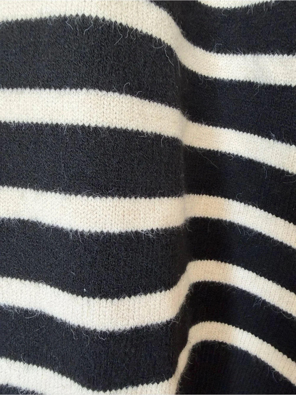 Zara Women’s Black & White Striped Knit Crewneck Sweater – Size Medium